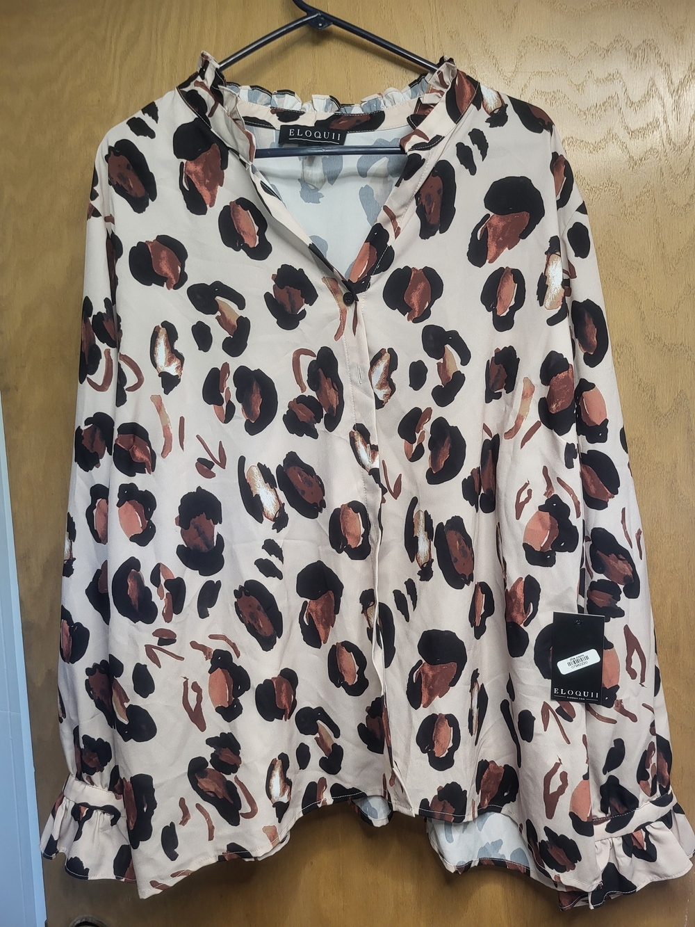 Eloquii Leopard Print Blouse - Beige and Brown